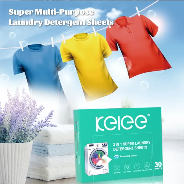 ⁦Kelee 3-in-1 Super Multi-Purpose Laundry Detergent Sheets⁩ - الصورة ⁦5⁩