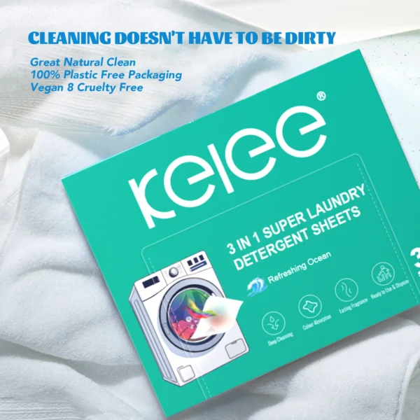 ⁦Kelee 3-in-1 Super Multi-Purpose Laundry Detergent Sheets⁩ - الصورة ⁦4⁩